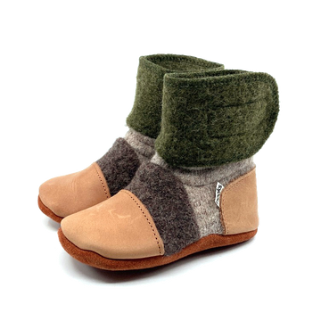 Olive Felted Wool Booties