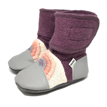 Dream On Embroidered Felted Wool Booties