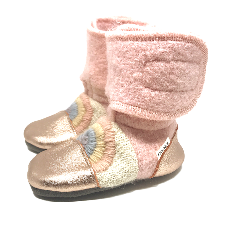 Love Child Embroidered Felted Wool Booties