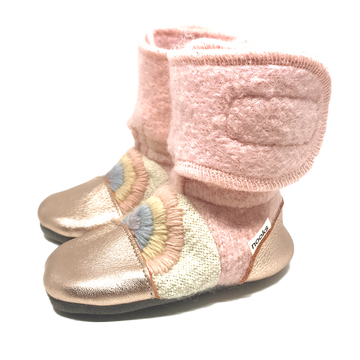 Love Child Embroidered Felted Wool Booties