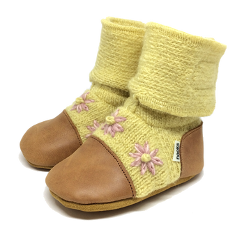 Buttercup Embroidered Felted Wool Booties