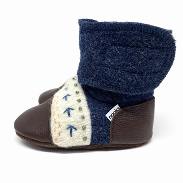 Blue Caribou Embroidered Felted Wool Booties