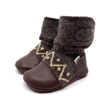 Choco Felted Wool Booties