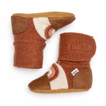 Clay Embroidered Felted Wool Booties