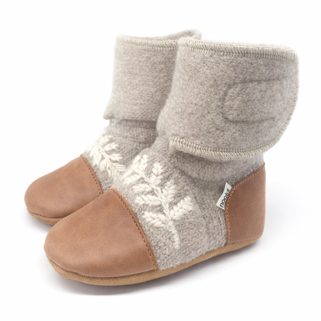 Dove Embroidered Felted Wool Booties