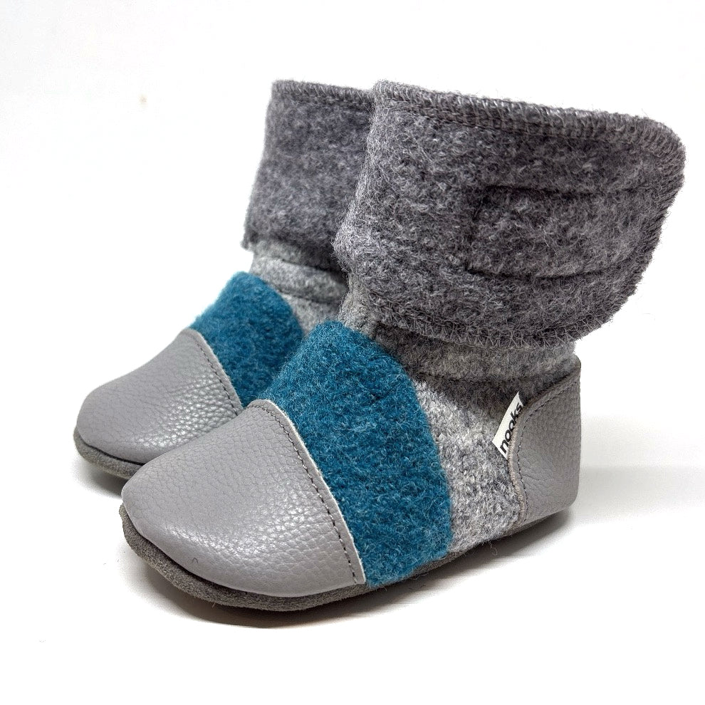 Ocean Embroidered Felted Wool Booties