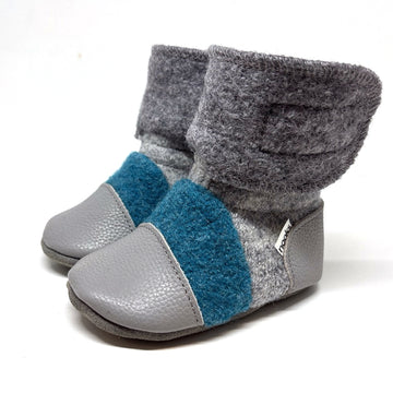 Ocean Embroidered Felted Wool Booties
