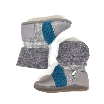 Ocean Embroidered Felted Wool Booties