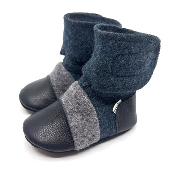 Granite Embroidered Felted Wool Booties