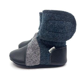 Granite Embroidered Felted Wool Booties