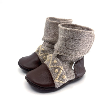 Mocha Felted Wool Booties