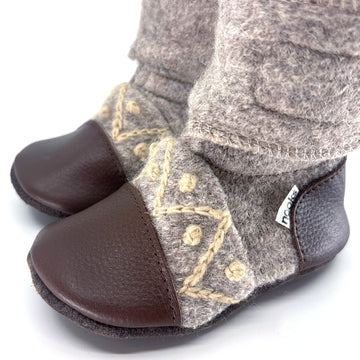 Mocha Felted Wool Booties