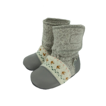 Alpine Embroidered Felted Wool Booties
