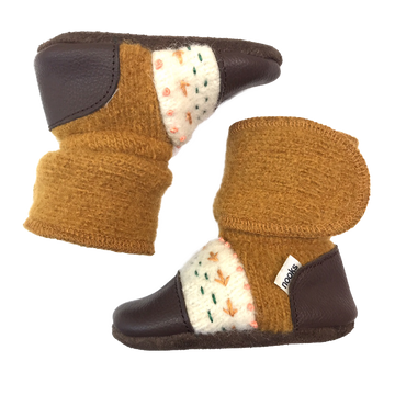 Golden Spruce Embroidered Felted Wool Booties