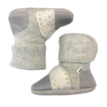 Narwhal Embroidered Felted Wool Booties