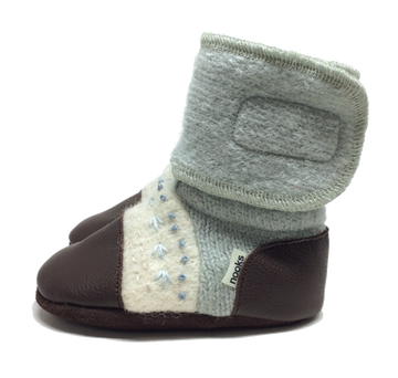 Sea Glass Embroidered Felted Wool Booties